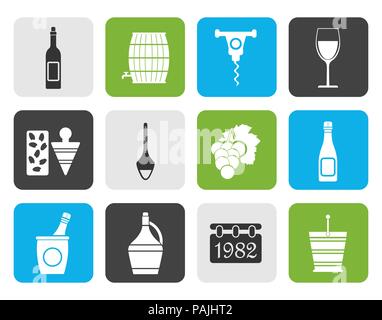 Flat Wine Icons - Vector Icon Set Stock Vector