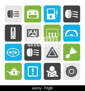 Flat Car Dashboard - realistic vector icons set Stock Vector