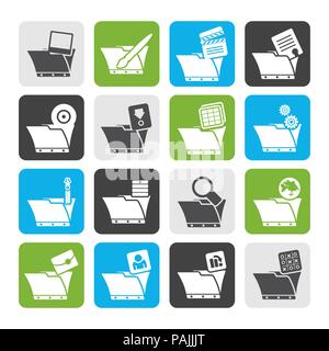 Flat Computer and Phone Icons - Folders - Vector Icon Set Stock Vector