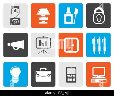 Flat Business and office icons - vector icon set Stock Vector
