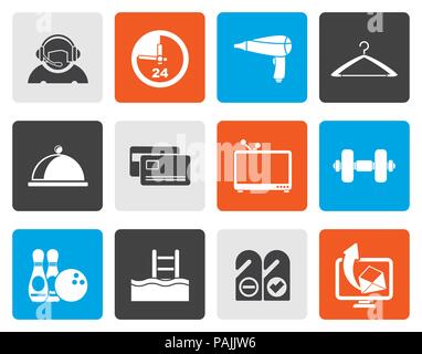 Flat hotel and motel amenity icons  - vector icon set Stock Vector