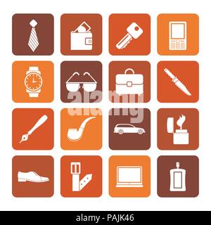 Flat man accessories icons and objects- vector illustration Stock Vector