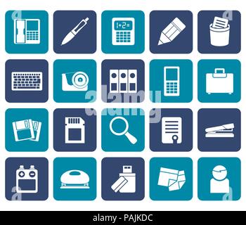 Flat Office tools Icons - vector icon set 3 Stock Vector