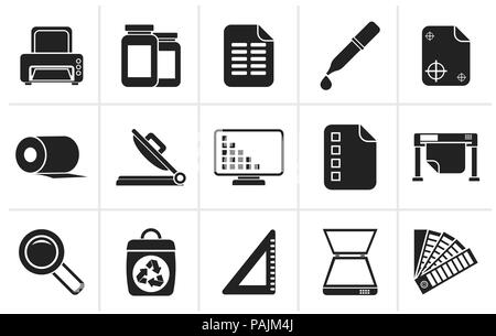 Black Commercial print icons - vector icon set Stock Vector