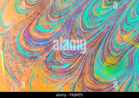 Traditional marbling artwork patterns as colorful abstract background Stock Photo
