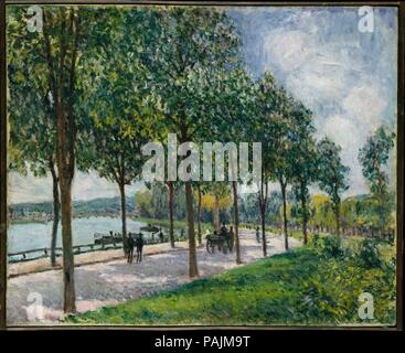 Allée of Chestnut Trees. Artist: Alfred Sisley (British, Paris 1839-1899 Moret-sur-Loing). Dimensions: 19 3/4 x 24 in. (50.2 x 61 cm). Date: 1878.  In the 1860's, Sisley met Pissarro, Monet, Bazille, and Renoir, with whom he brought forth the practice of painting directly from nature. Exhibiting with the Impressionists, as they were formally named at the time of their independent exhibition in Paris in 1874, Sisley enjoyed short-lived but considerable success during the 1870's.   While residing in Sèvres with his wife and children, Sisley painted this view of a curved pathway lined with chestn Stock Photo