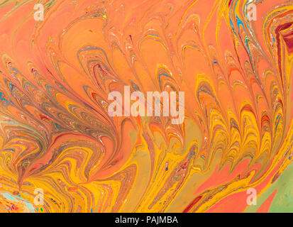 Ottoman Turkish marbling art patterns as abstract colorful background Stock Photo