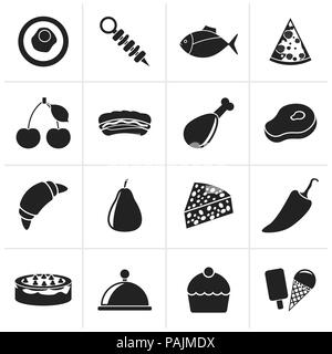 Black Different kind of food icons - vector icon set Stock Vector