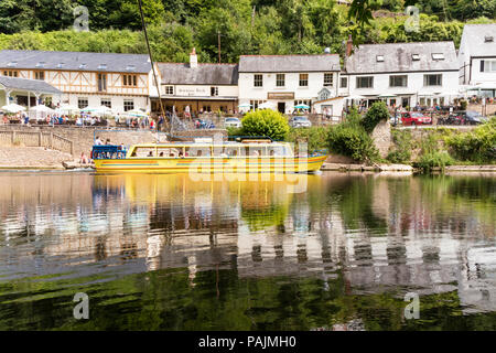 A trip boat on the River Wye at Symonds Yat East, Herefordshire, England, UK Stock Photo