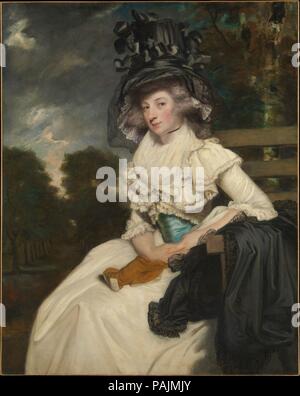 Mrs. Lewis Thomas Watson (Mary Elizabeth Milles, 1767-1818). Artist: Sir Joshua Reynolds (British, Plympton 1723-1792 London). Dimensions: 50 x 40 in. (127 x 101.6 cm). Date: 1789.  Mrs. Lewis Thomas Watson was an only daughter and an heiress. The painting is one of two versions; the other is presumed to be still in the family of her descendants. Even before the first was finished, the second was begun, ordered for or by the sitter's father. Reynolds charged his standard price of one hundred guineas for each, indicating that both were in great part if not entirely painted by him. The white mus Stock Photo