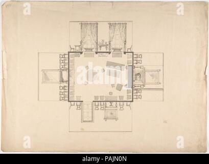 Plan and Elevations of a Room. Artist: Anonymous, British, 19th century. Dimensions: sheet: 12 5/16 x 16 3/4 in. (31.2 x 42.5 cm). Date: early 19th century. Museum: Metropolitan Museum of Art, New York, USA. Stock Photo