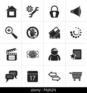 Black Website and internet icons - vector icon set Stock Vector