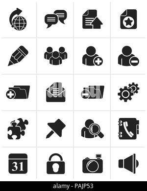 Black Internet blogging icons - vector icon set Stock Vector