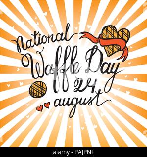 National Waffle Day Vector Illustration. Banner, poster os postcard. Lettering. Stock Vector