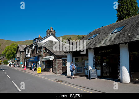 Village shops stores in summer Grasmere Cumbria England UK United Kingdom GB Great Britain Stock Photo