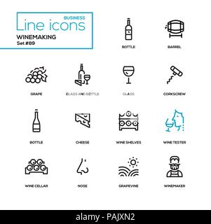Winemaking - modern line design icons set Stock Vector