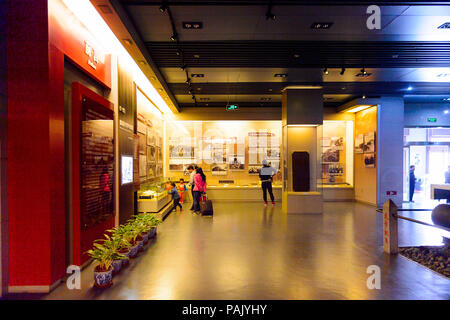 BEIJING, CHINA - APR 6, 2016: Interior of the Railway Museum, Beijing, China. The museum shows the development of the Chinese railway Stock Photo