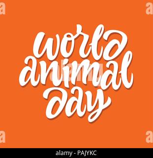 World Animal Day - vector hand drawn brush pen lettering Stock Vector