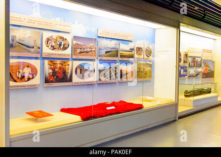 BEIJING, CHINA - APR 6, 2016: Interior of the Railway Museum, Beijing, China. The museum shows the development of the Chinese railway Stock Photo