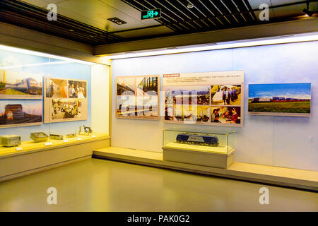 BEIJING, CHINA - APR 6, 2016: Interior of the Railway Museum, Beijing, China. The museum shows the development of the Chinese railway Stock Photo