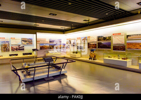 BEIJING, CHINA - APR 6, 2016: Interior of the Railway Museum, Beijing, China. The museum shows the development of the Chinese railway Stock Photo