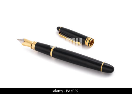 Fountain pen with cap isolated on white background Stock Photo