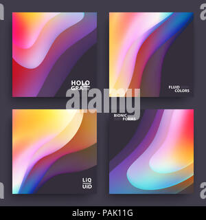 Modern Covers Template Design. Fluid colors. Set of Trendy Holographic Gradient shapes for Presentation, Magazines, Flyers, Annual Reports Stock Photo