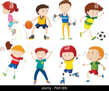 Set of kids doing activites illustration Stock Vector Image & Art - Alamy