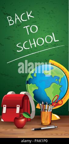 Back to school on blackboard illustration Stock Vector