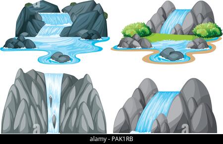 A small waterfall with rocks illustration Stock Vector
