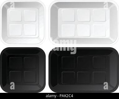 Set of empty plastic trays illustration Stock Vector