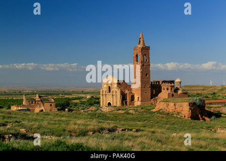 Ruins of Belchite in Catalonia, city destroyed in the Spanish Civil War and left untouched as a memorial to the conflict. Stock Photo