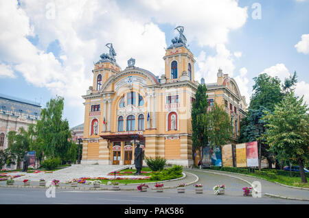 National Romanian Theatre and Opera House in Cluj Napoca city in the Transylvania region of Romania in a baroque architectural style on a sunny summer Stock Photo