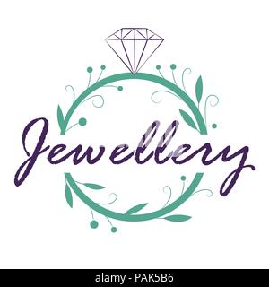 Jewelry logo design in organic style Stock Vector