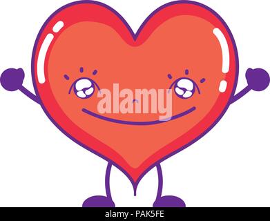 kawaii smile heart with arms and legs Stock Vector