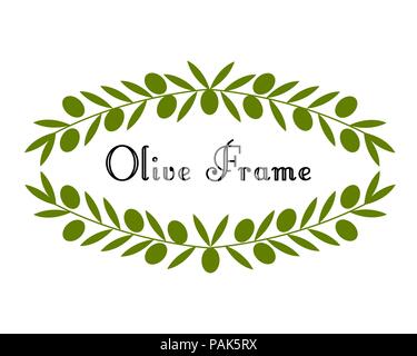 Vector frame with olive branch. Hand drawn circle frame illustration ...