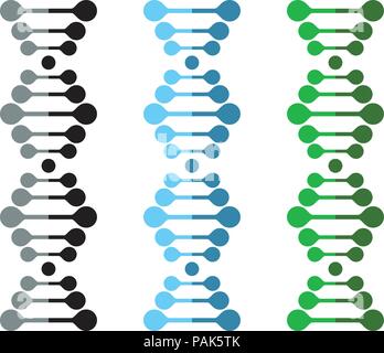 DNA Icons set with different color. Polygonal DNA concept with solid and flat color style vector. Stock Vector