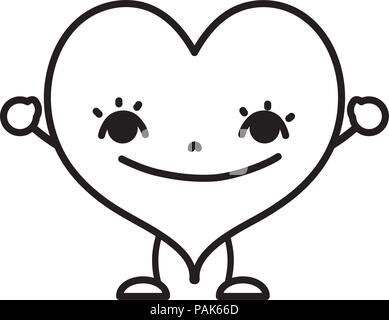 line kawaii smile heart with arms and legs Stock Vector