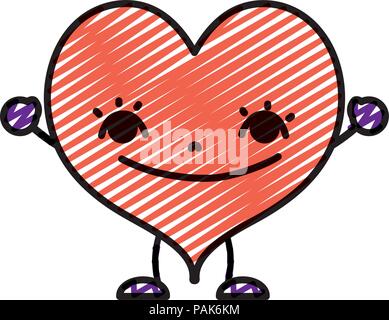 doodle kawaii smile heart with arms and legs Stock Vector