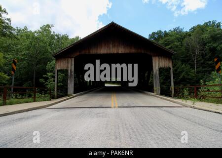 The Covered Bridge at the Mohican State Park in Loudonville, Ohio Stock Photo