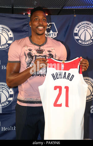 Washington, USA. 23rd July 2018. Dwight Howard at the Washington Wizards Press Conference announcing Dwight Howard as it's newest team member at the Capital One Arena in Washington, DC on July 23, 2018. Credit: mpi34/MediaPunch Credit: MediaPunch Inc/Alamy Live News Stock Photo