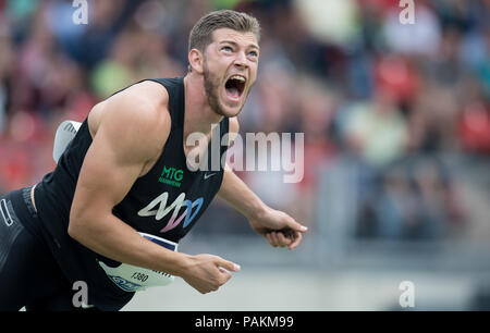 Nuremberg, Germany. 21st July, 2018. Track and Field, German Championships, Javelin Throw Men. Andreas Hofmann in action. Credit: Sven Hoppe/dpa/Alamy Live News Stock Photo