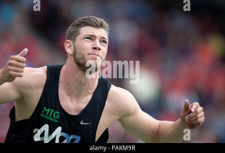 Nuremberg, Germany. 21st July, 2018. Track and Field, German Championships, Javelin Throw Men. Andreas Hofmann in action. Credit: Sven Hoppe/dpa/Alamy Live News Stock Photo