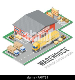 Warehouse Storage and Delivery Isometric Stock Vector