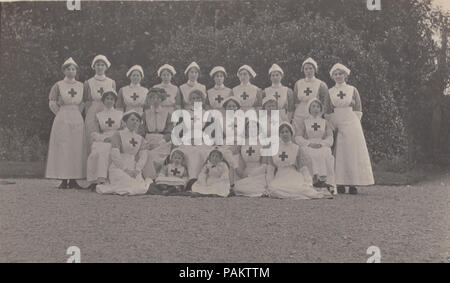 Vintage 1916 Photograph Showing a Group of Red Cross Nurses Stock Photo