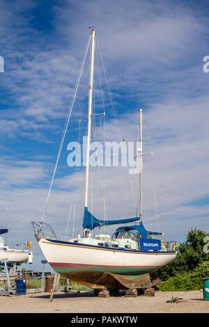 Sail boat at Lymington Yacht Haven, Lymington marina, Lymington, Hampshire, England, UK Stock Photo