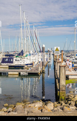 Lymington Marina yacht harbour in Lymington, Hampshire, England, UK Stock Photo