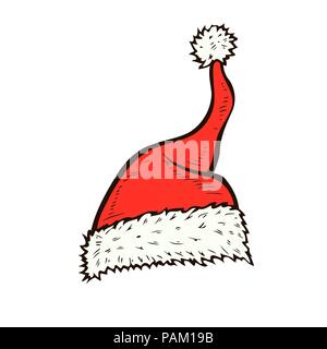 vector hand drawn santa hat isolated on white Stock Vector