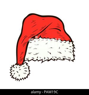 vector hand drawn santa hat isolated on white Stock Vector