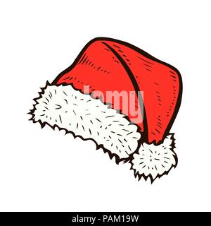 vector hand drawn santa hat isolated on white Stock Vector